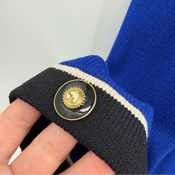 St. John Collection Royal Blue Santana Knit Button Up Sweater Cardigan Size M - Picture 7 of 10